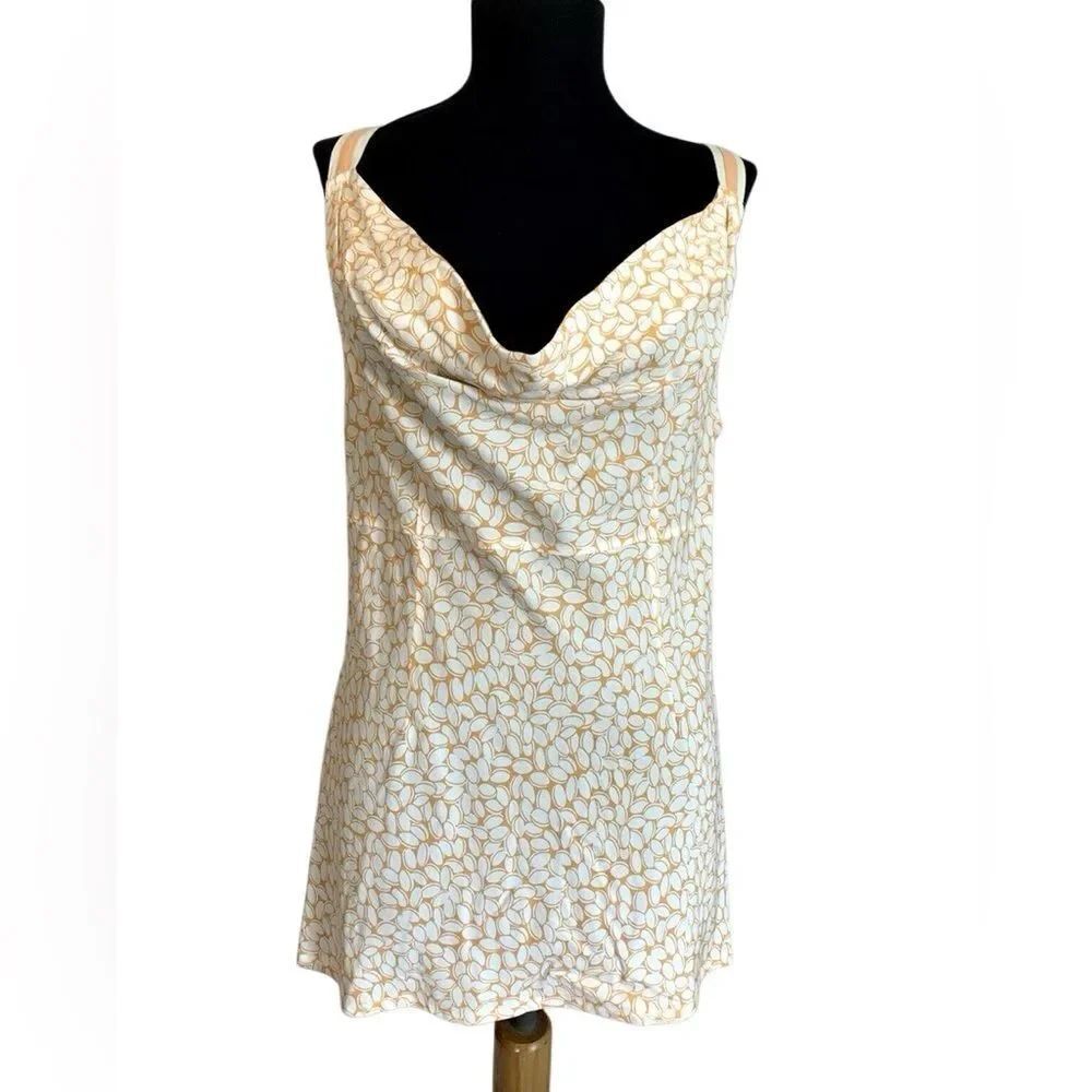 Tommy Bahama Relax Women's Orange White Pattern Cowl Neck Tank Top Size Large